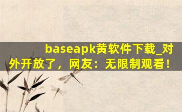 baseapk黄软件下载_对外开放了，网友：无限制观看！